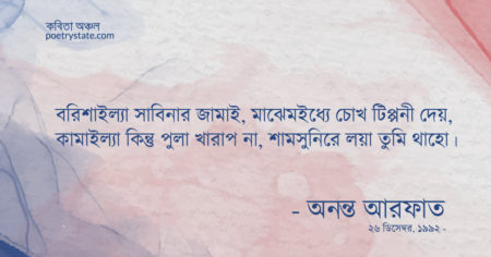 বাংলা কবিতা, কমপেলেইন কবিতা, কবি অনন্ত আরফাত - কবিতা অঞ্চল