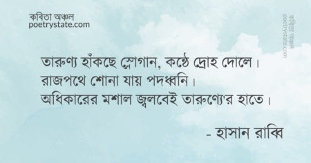 বাংলা কবিতা, তারুণ্য কিংবা দ্রোহ কবিতা, কবি হাসান রাব্বি - কবিতা অঞ্চল