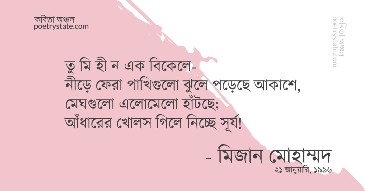 বাংলা কবিতা, তুমিহীন এক বিকেলে কবিতা, কবি %customfield(cpoet_name)% - কবিতা অঞ্চল