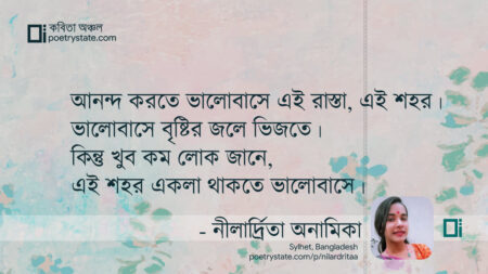 বাংলা কবিতা, একলা শহর কবিতা, কবি নীলার্দ্রিতা অনামিকা - কবিতা অঞ্চল
