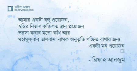 বাংলা কবিতা, প্রয়োজন কবিতা, কবি রিফাহ্ আনজুম - কবিতা অঞ্চল